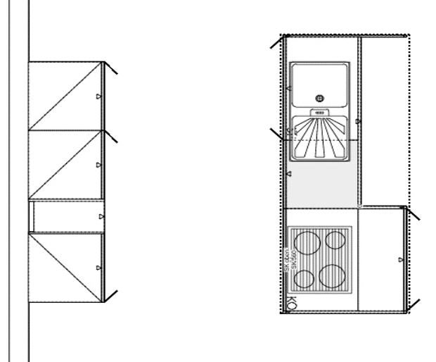 Häcker Inselküche Mattlack Graphit Grundriss