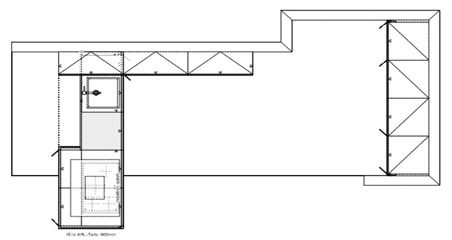 Häcker Inselküche Silver Star Grundriss