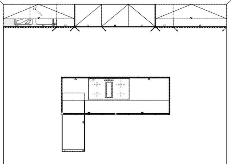 Häcker Inselküche mit Küchentheke Grundriss