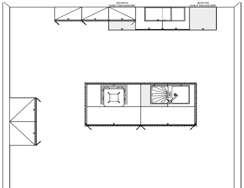 Häcker Landhausküche Malaga Graphit Grundriss