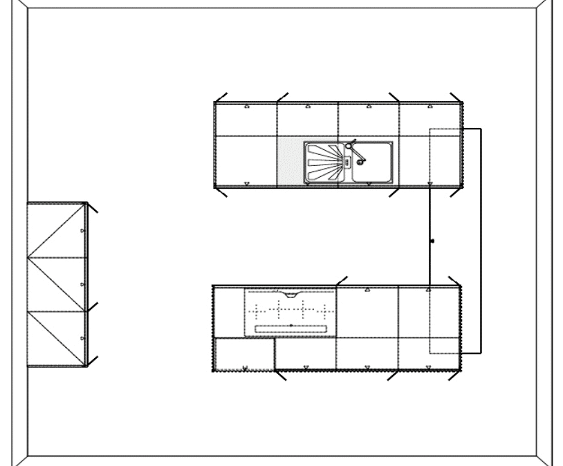 Häcker U-Küche Systemat Polarweiß Grundriss