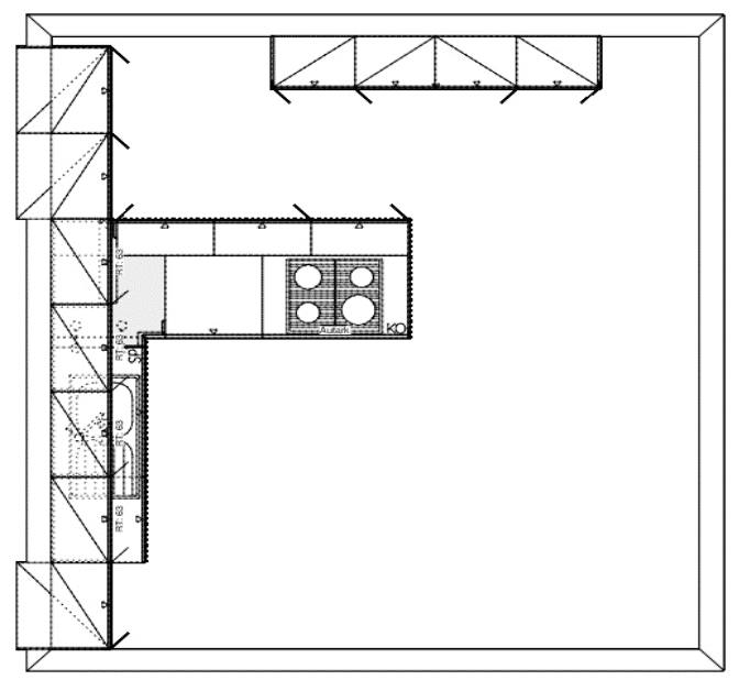 Häcker moderne Küche mit Halbinsel Grundriss