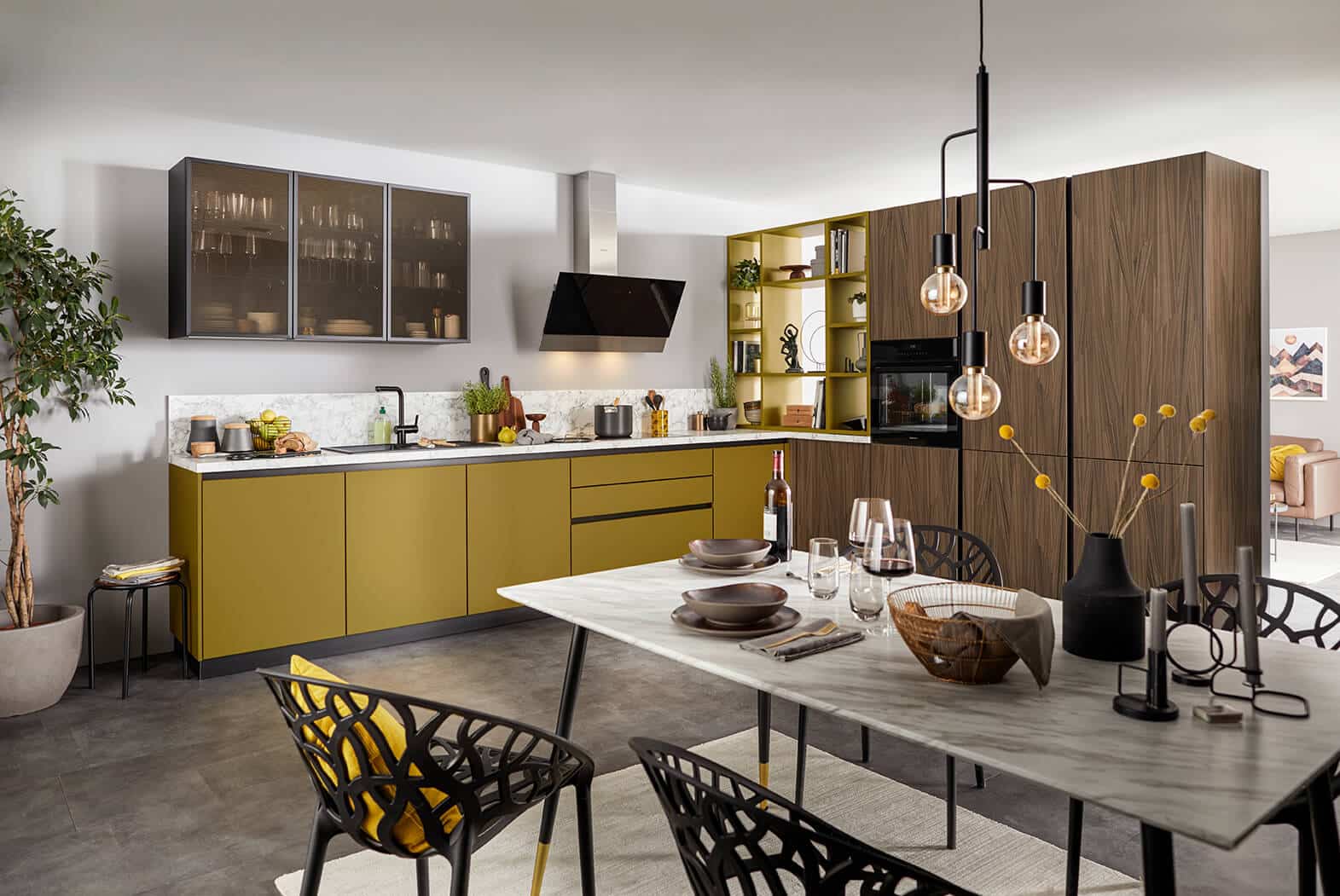 Schüller moderne L-Küche mit Wangenregal Schüller moderne L-Küche mit Wangenregal