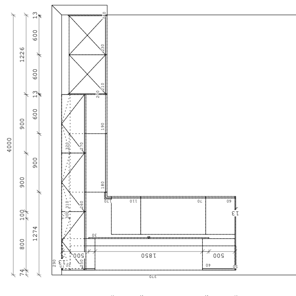 next125 L-Küche Glas Onyxschwarz Grundriss