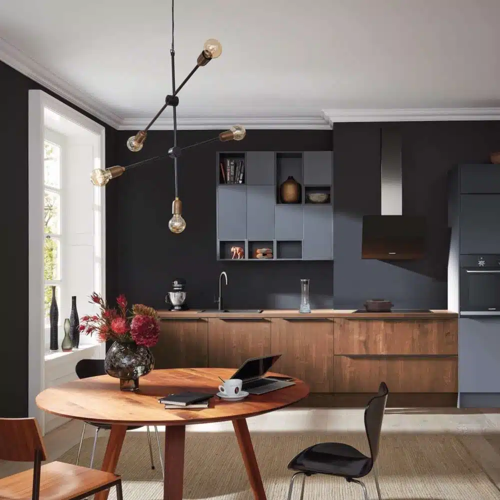 Häcker moderne Küchenzeile graphit Holz