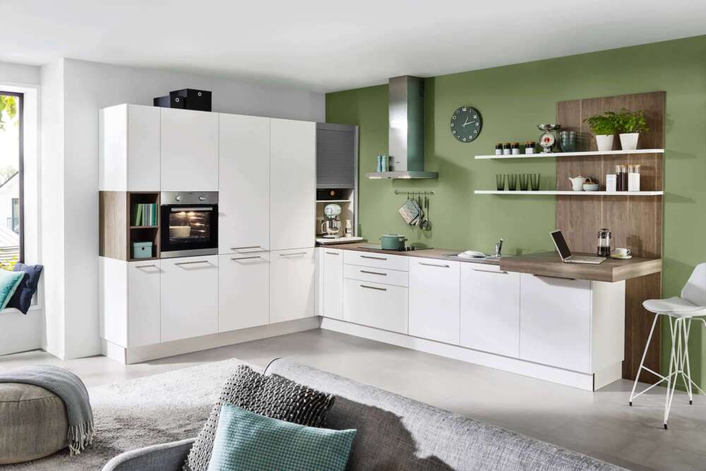 Nolte moderne L-Küche weiß matt
