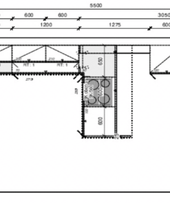 Häcker moderne Landhausküche mit Kochinsel Grundriss
