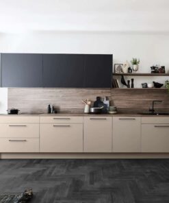 Nolte Design L-Küche beige mit Holzplatten