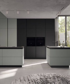 Häcker Design Inselküche Eukalyptus-Schwarz