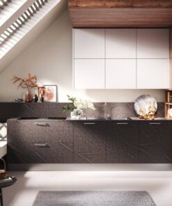 Häcker Moderne L-Küche Marmor Eichenoptik
