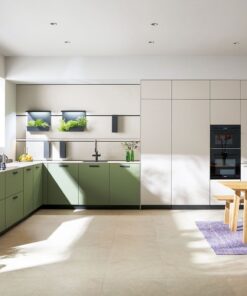 Next125 Moderne L-Küche Olivgrün Kieselgrau
