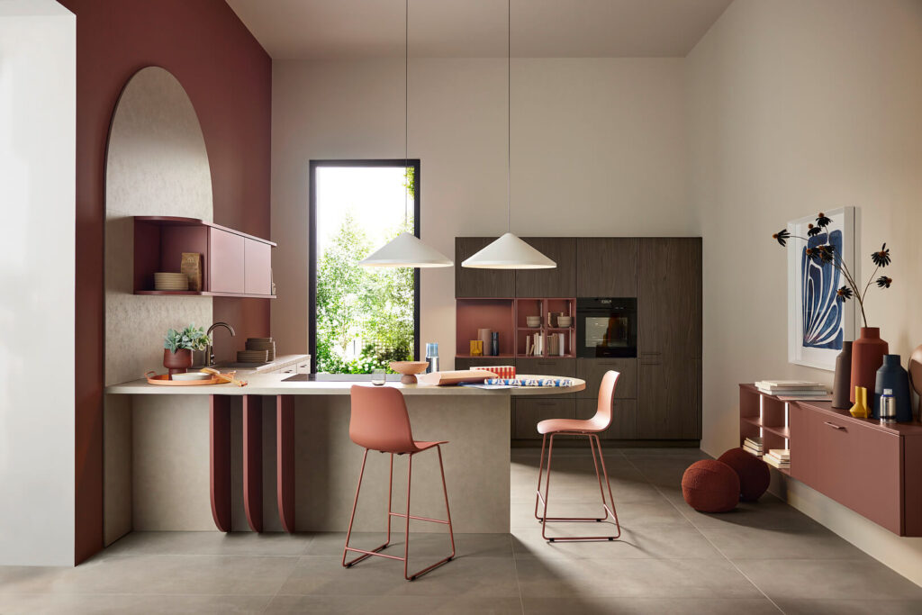 Nolte Moderne L-Küche Hennarot softmatt