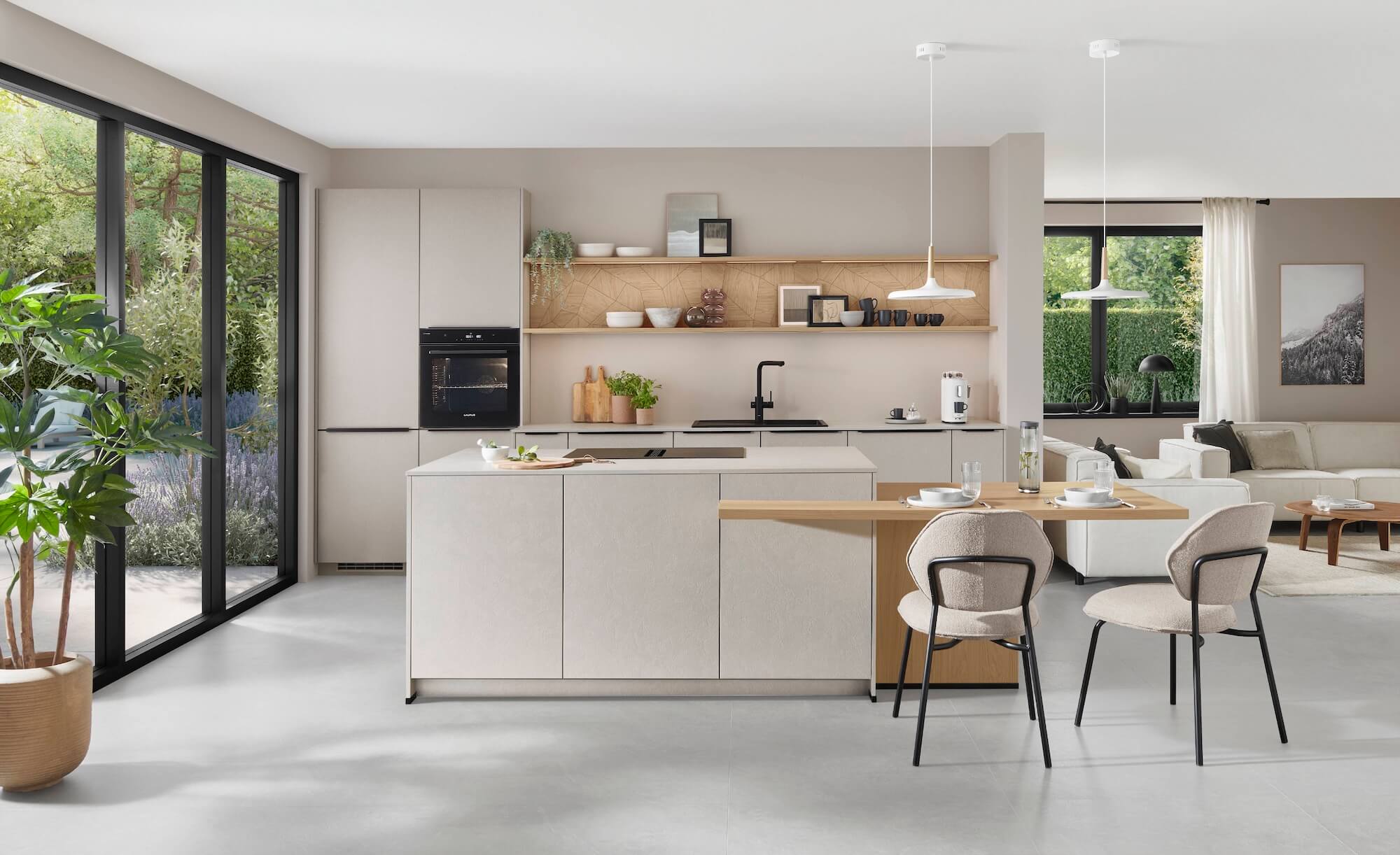 Nobilia Moderne Inselküche Eiche Sandgrau