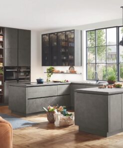 Nobilia Moderne U-Küche Beton Terragrau Nachbildung