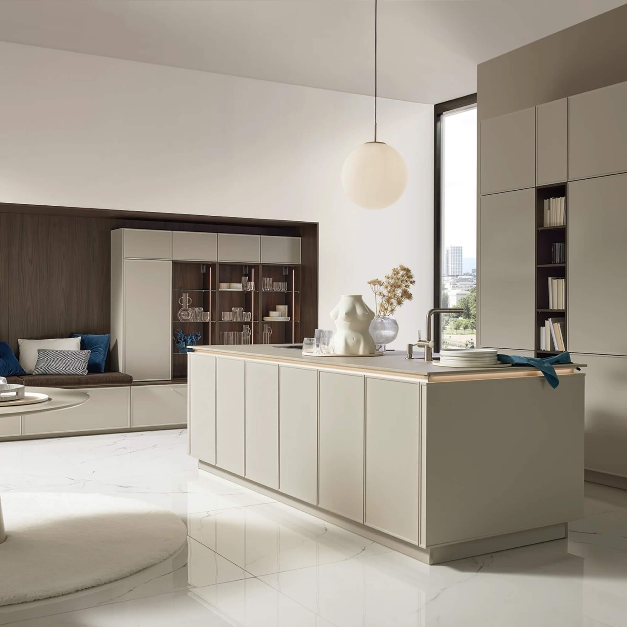 Nolte Design Inselküche Evora-Lack-Greige-softmatt