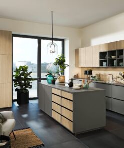 Nolte Inselküche modern quarzgrau Eichenoptik