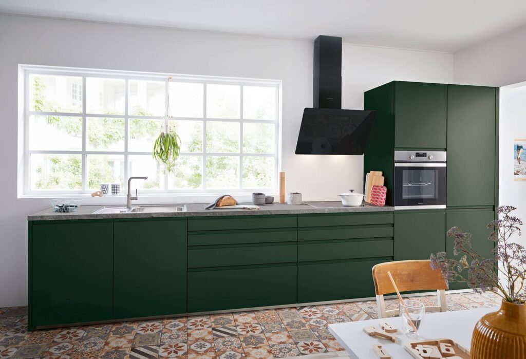 Schüller Küchenzeile Moderner Stil Dunkelgrün